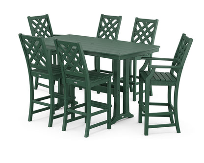 Country Living Wovendale 7-Piece Bar Set with Trestle Legs in Green