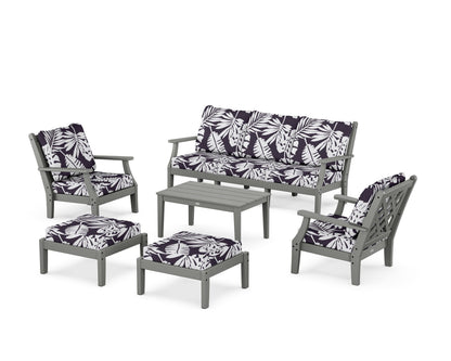 Country Living Wovendale 6-Piece Lounge Sofa Set in Slate Grey / Leaf Navy