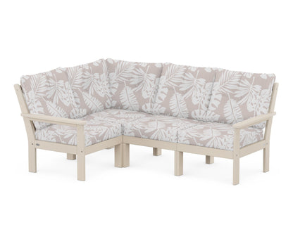 POLYWOOD® Vineyard 4-Piece Sectional in Sand / Leaf Dune Burlap
