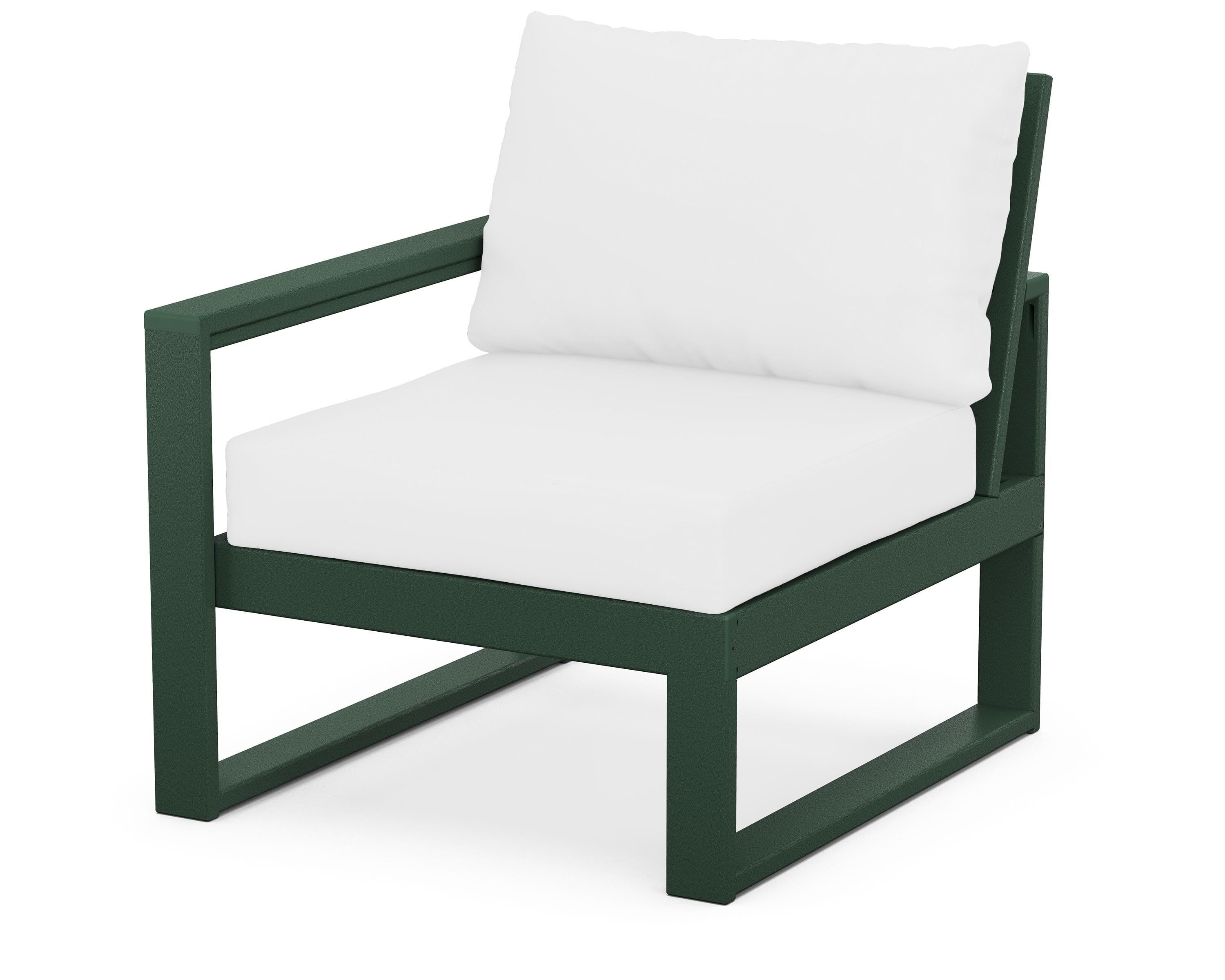 POLYWOOD® EDGE Modular Left Arm Chair in Green / Natural