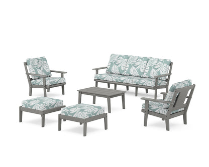 POLYWOOD® Prairie 6-Piece Lounge Sofa Set in Slate Grey / Leaf Glacier Spa