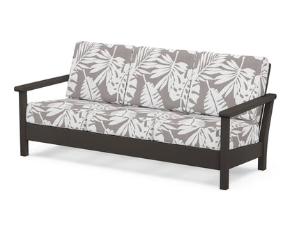POLYWOOD® Harbour Deep Seating Sofa in Vintage Coffee / Leaf Grey Mist