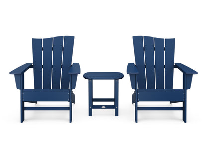 POLYWOOD® Wave 3-Piece Adirondack Chair Set in Navy