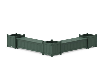 POLYWOOD® 60" Vineyard L- Shaped Planter Storage Bench Corner Set- Large in Green
