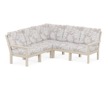 POLYWOOD® Vineyard 5-Piece Sectional in Sand / Leaf Dune Burlap