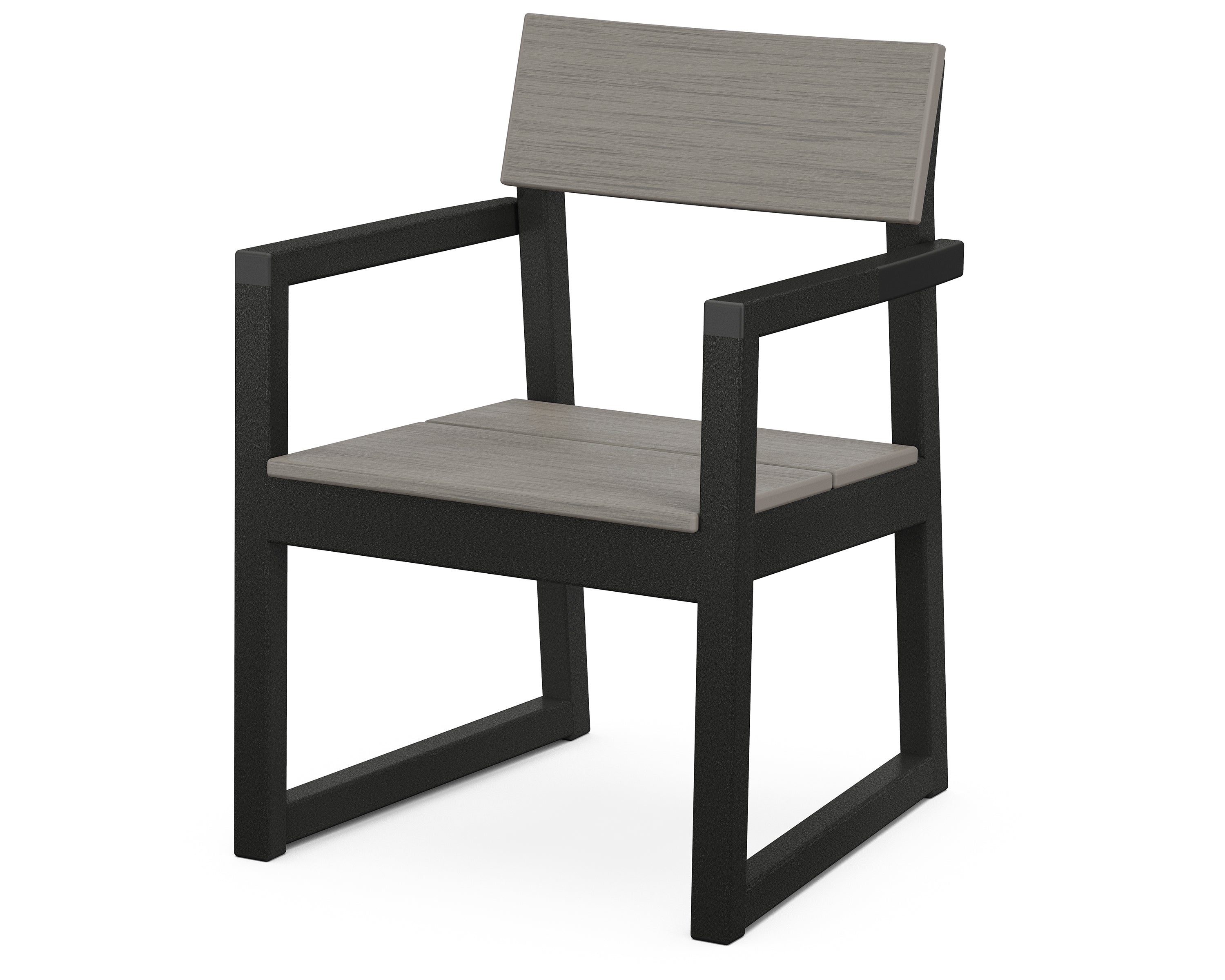 POLYWOOD® EDGE Dining Arm Chair in Black / Driftwood
