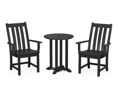 POLYWOOD® Vineyard 3-Piece Round Bistro Dining Set in Black
