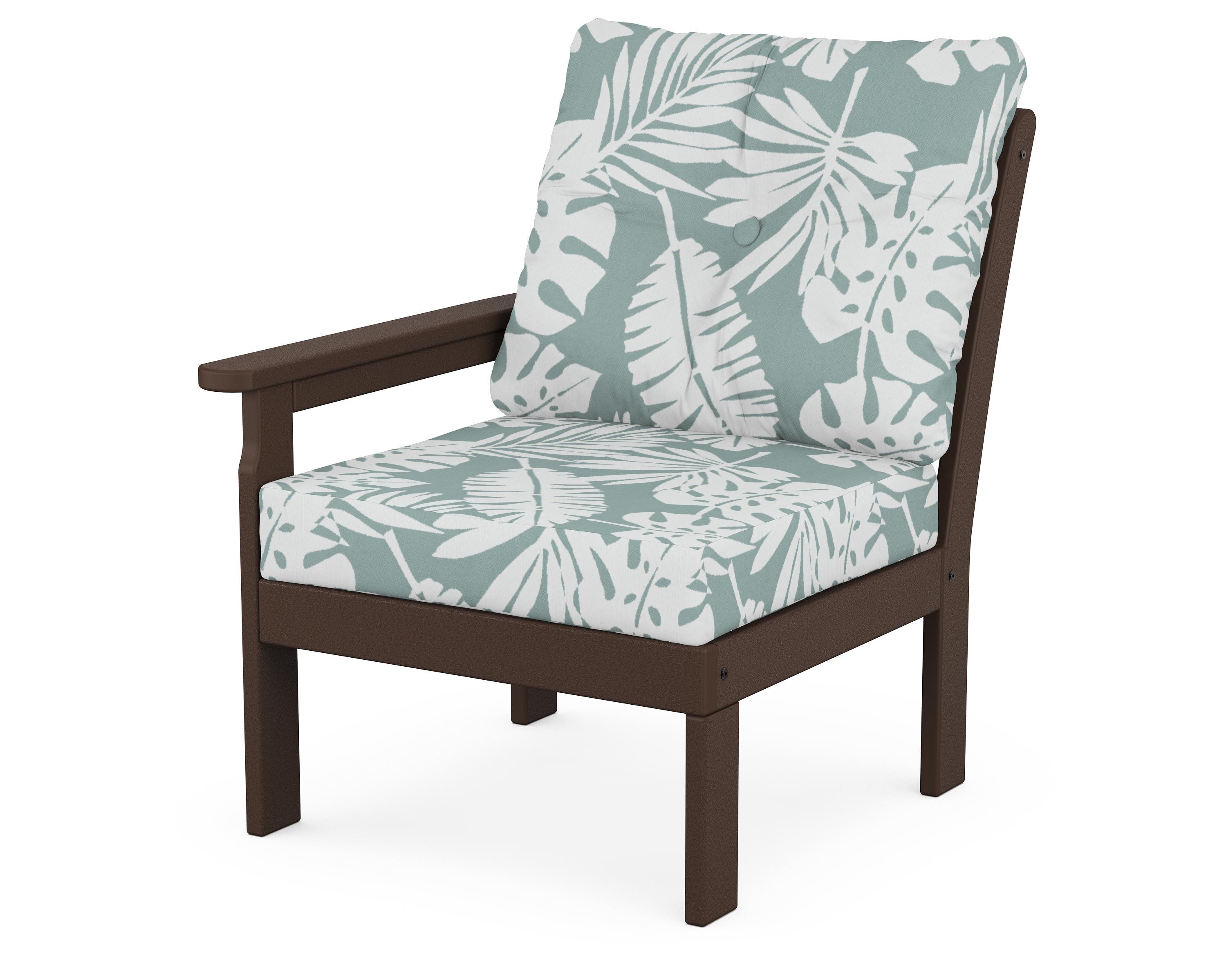POLYWOOD® Vineyard Modular Left Arm Chair in Mahogany / Leaf Glacier Spa