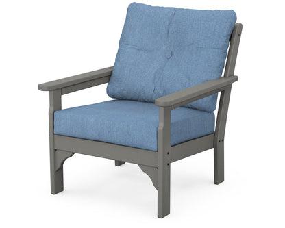 POLYWOOD® Vineyard Deep Seating Chair in Slate Grey / Sky Blue