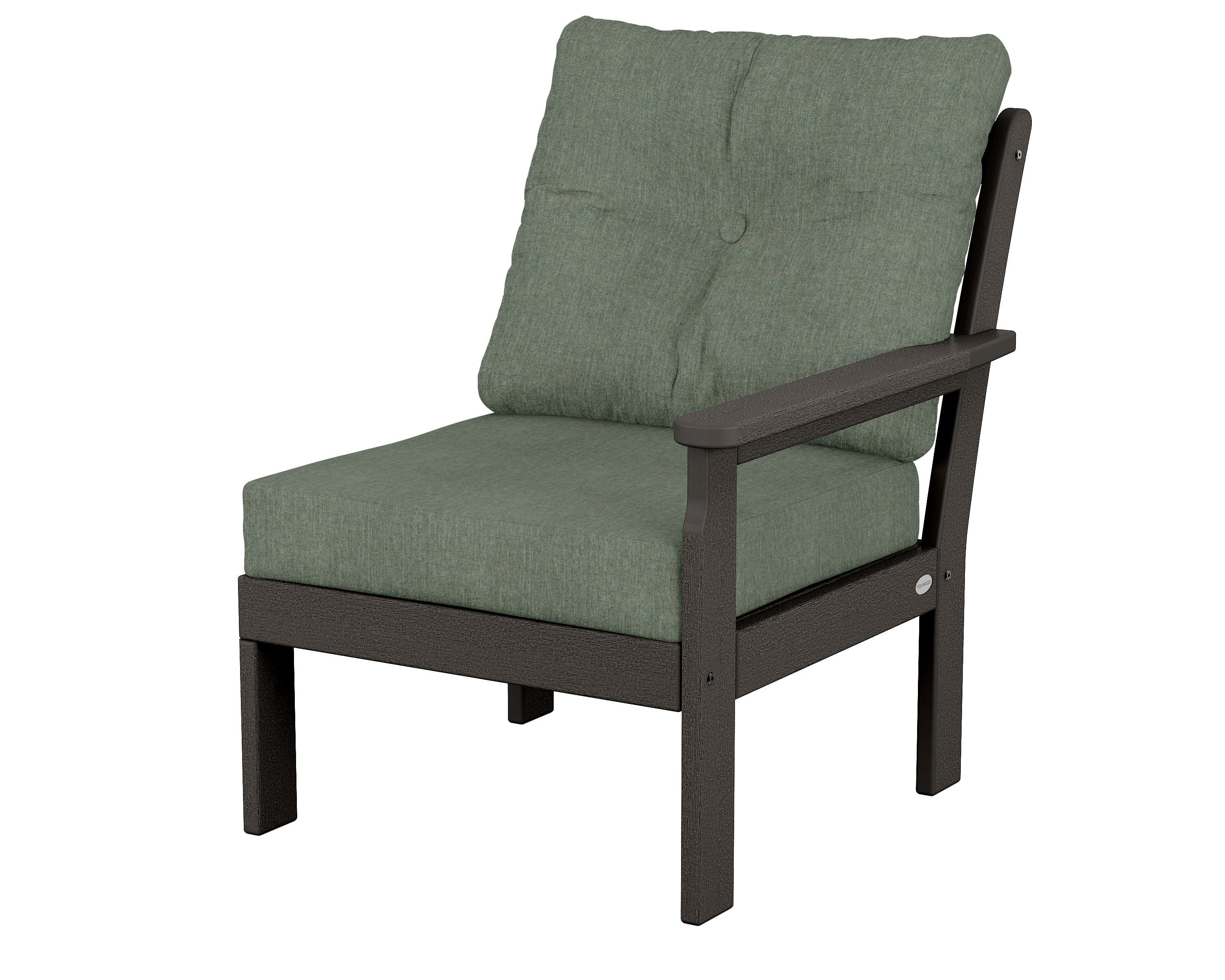 POLYWOOD® Vineyard Modular Right Arm Chair in Vintage Coffee / Cast Sage