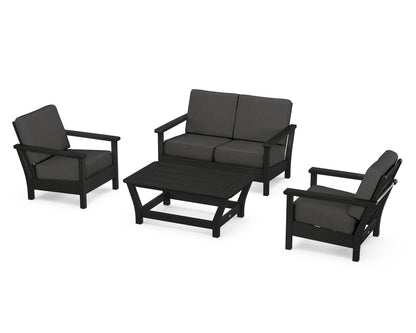 POLYWOOD® Harbour 4-Piece Deep Seating Set in Black / Spectrum Carbon