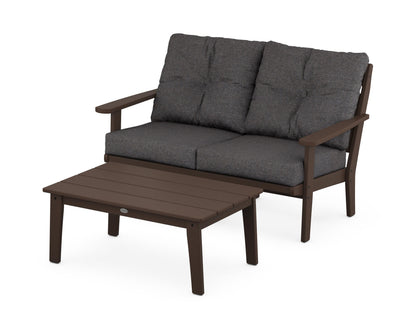 POLYWOOD® Lakeside 2-Piece Lounge Loveseat Set in Mahogany / Ash Charcoal