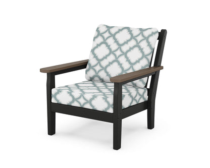 POLYWOOD® Chippendale Deep Seating Chair in Black / Kona / Trellis Glacier Spa