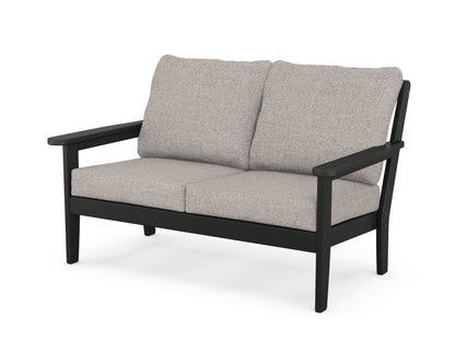 Country Living Cottage Deep Seating Loveseat in Black / Weathered Tweed