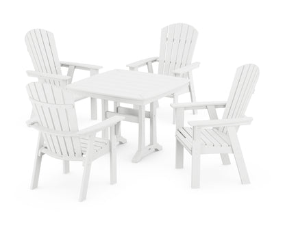POLYWOOD® Nautical Adirondack 5-Piece Dining Set with Trestle Legs in White