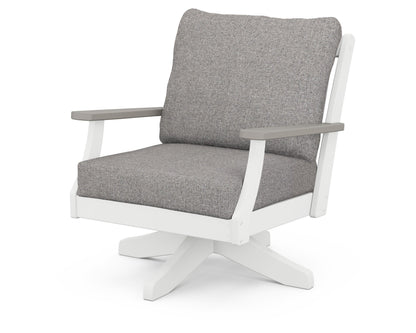 POLYWOOD® Braxton Deep Seating Swivel Chair in White / Driftwood / Grey Mist
