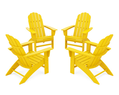 POLYWOOD® 4-Piece Vineyard Curveback Adirondack Chair Conversation Set in Lemon