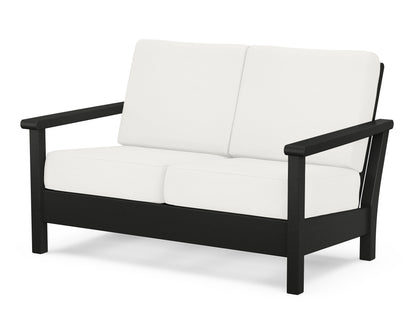 POLYWOOD® Harbour Deep Seating Loveseat in Black / Natural Linen