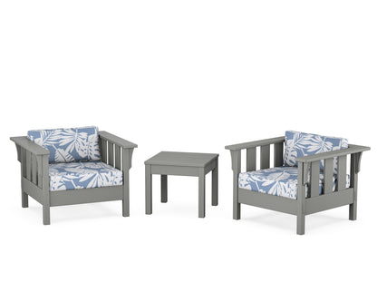 Martha Stewart by POLYWOOD® Acadia 3-Piece Deep Seating Set in Slate Grey / Leaf Sky Blue