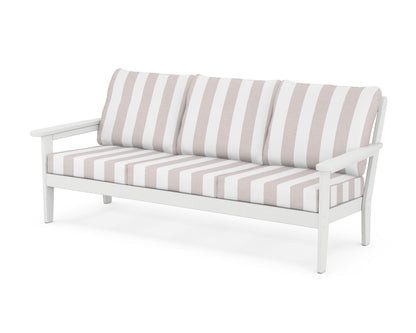 Country Living Cottage Deep Seating Sofa in White / Cabana Stripe Dune Burlap