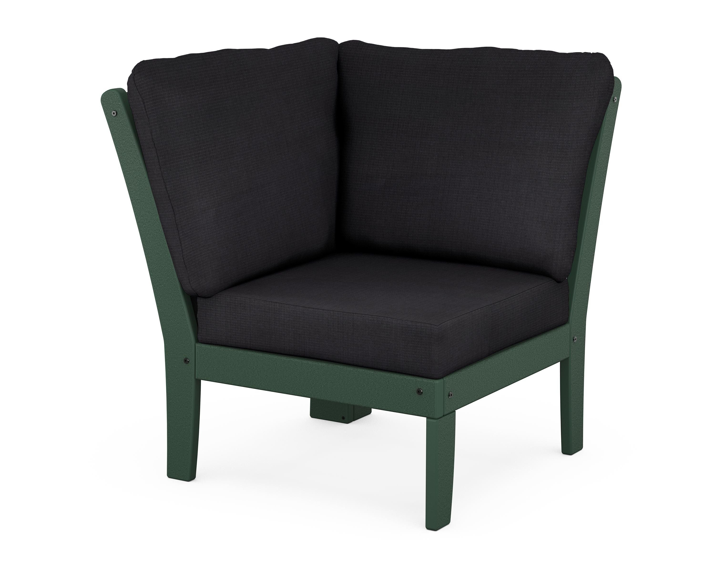 POLYWOOD® Braxton Modular Corner Chair in Green / Midnight Linen