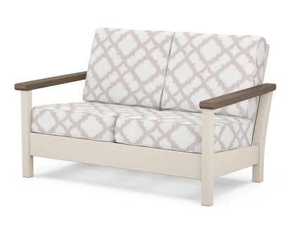 POLYWOOD® Harbour Deep Seating Loveseat in Sand / Kona / Trellis Dune Burlap