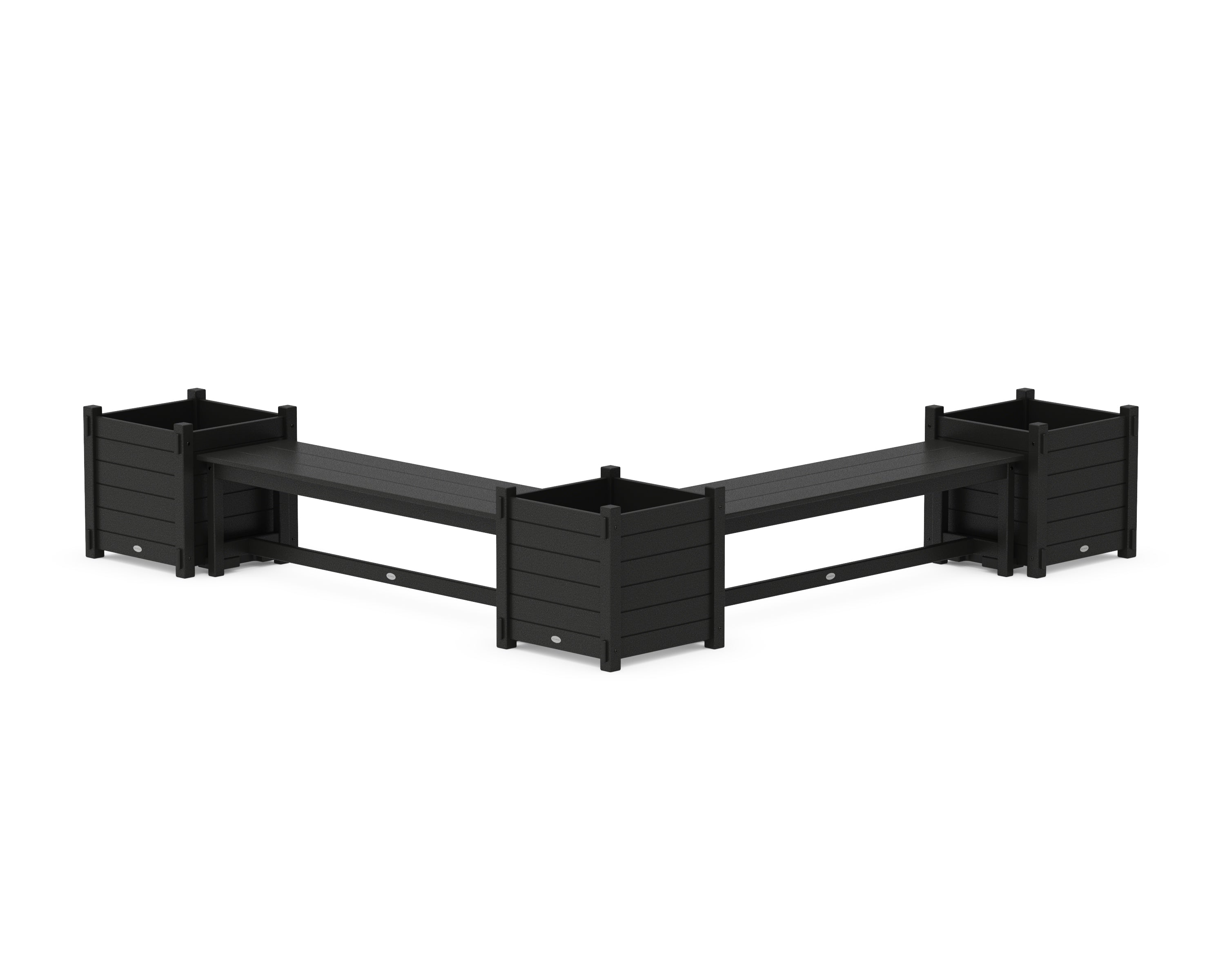 POLYWOOD® 60" Nautical L- Shaped Planter Bench Corner Set - Large in Black