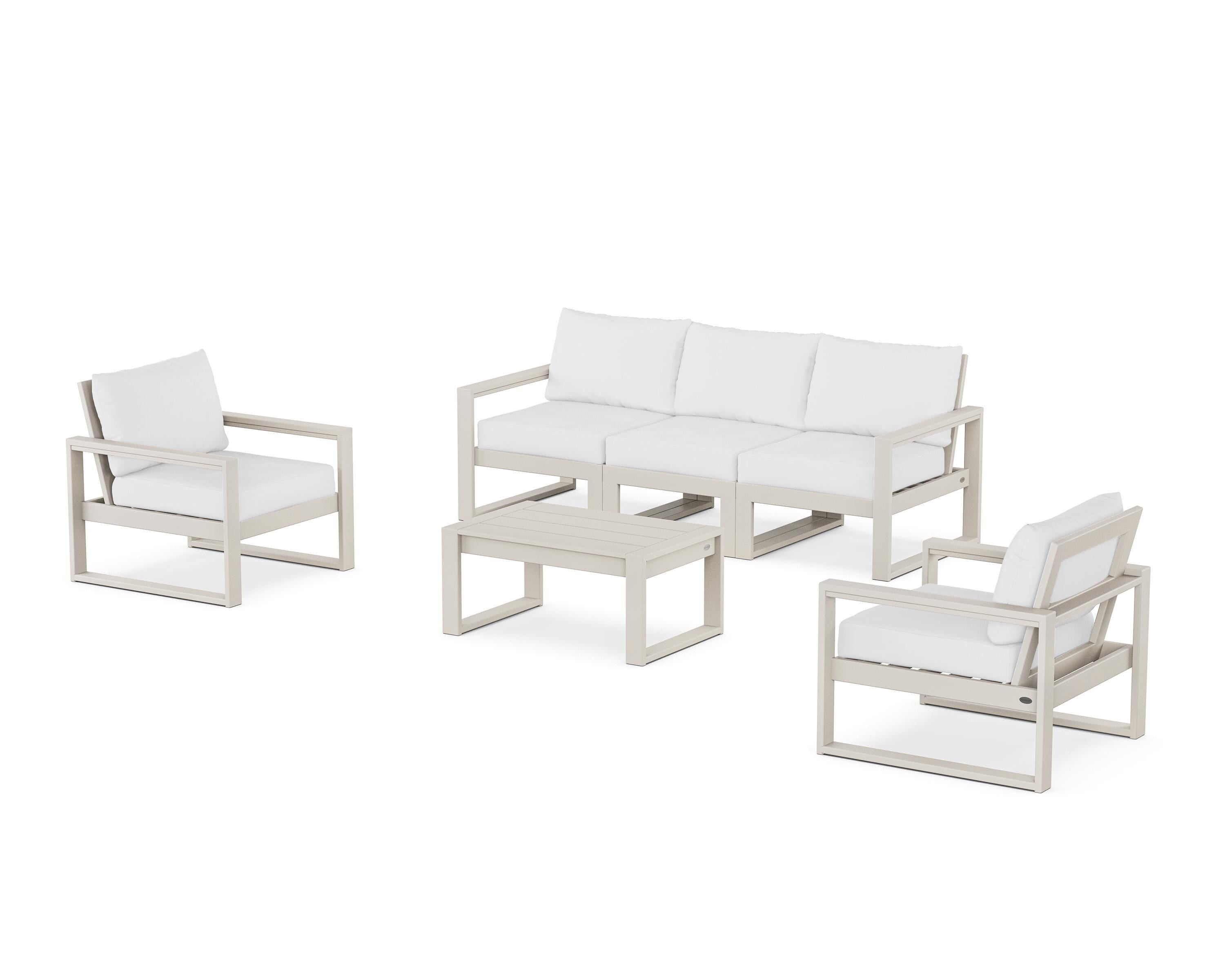 POLYWOOD® EDGE Sectional 4-Piece Deep Seating Set with Sofa in Sand / Natural