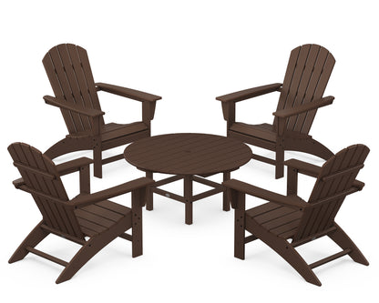 POLYWOOD® Nautical 5-Piece Adirondack Chair Conversation Set in Mahogany