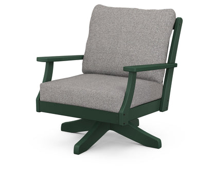 POLYWOOD® Braxton Deep Seating Swivel Chair in Green / Grey Mist