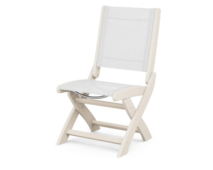 POLYWOOD® Coastal Folding Side Chair in Sand / White Sling