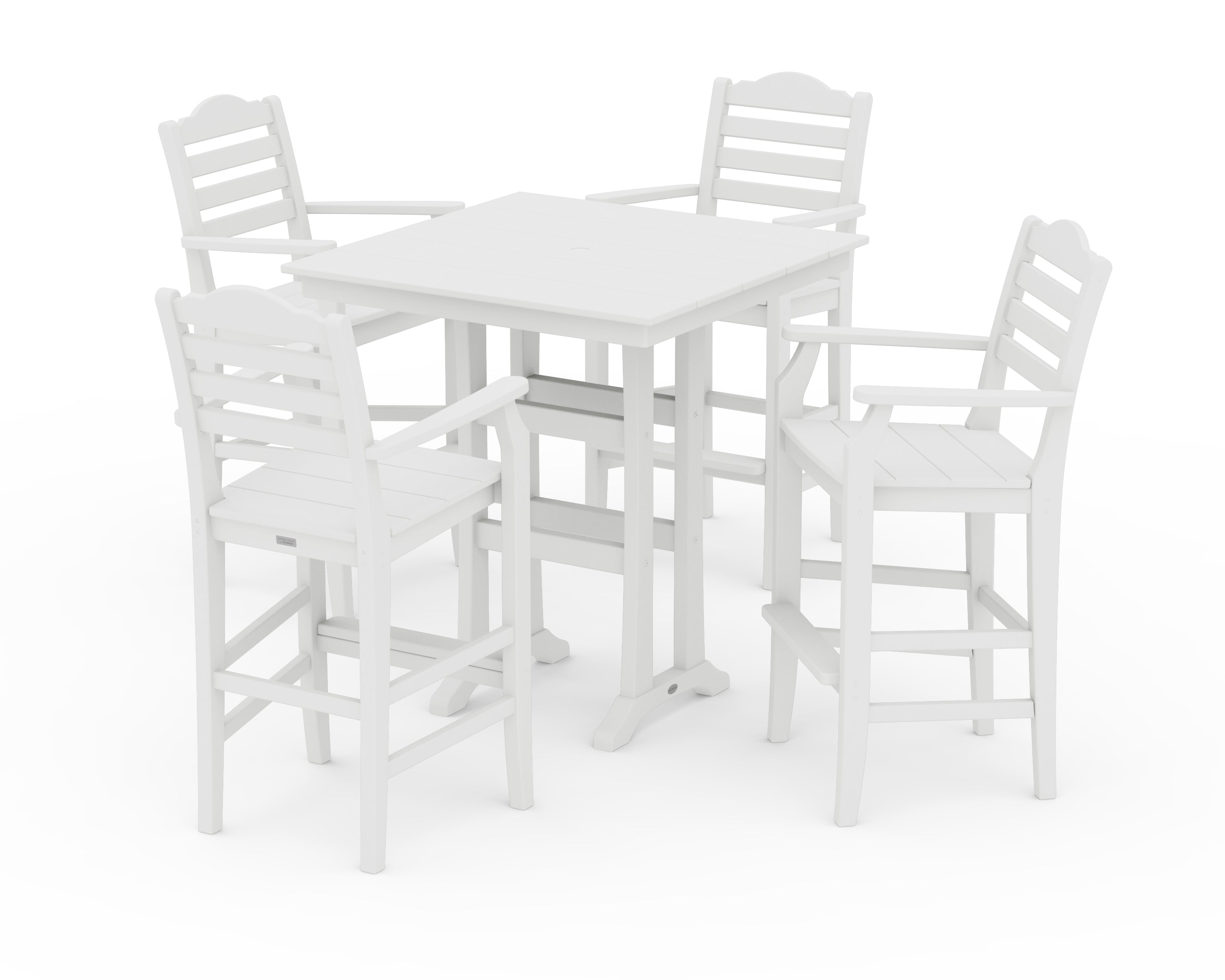 Draper James™ by  POLYWOOD® Savannah 5-Piece Farmhouse Bar Set with Trestle Legs in White