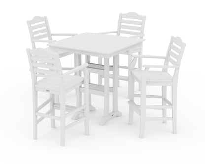 Draper James™ by  POLYWOOD® Savannah 5-Piece Farmhouse Bar Set with Trestle Legs in White