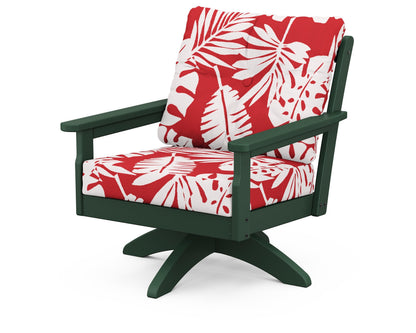 POLYWOOD® Vineyard Deep Seating Swivel Chair in Green / Leaf Crimson