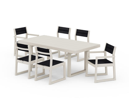 POLYWOOD® EDGE Sling 7-Piece Dining Set in Sand / Black Sling