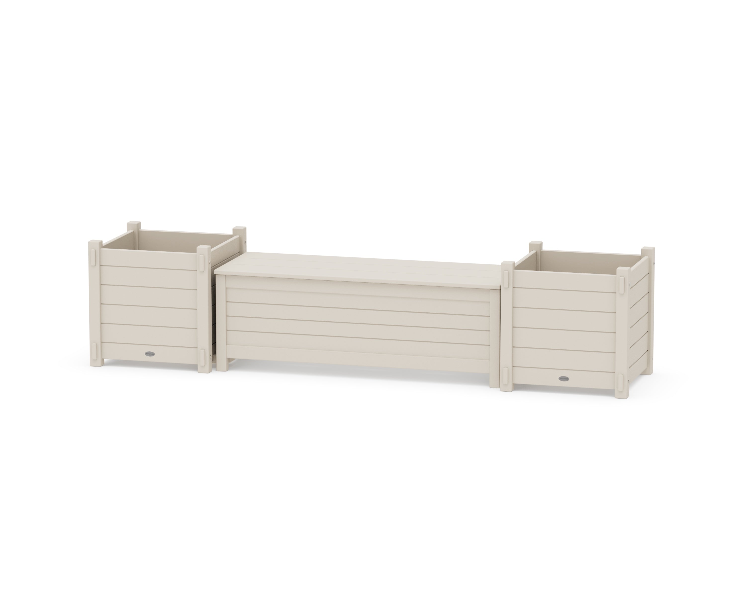 POLYWOOD® 48" Nautical Straight Planter Storage Bench Set- Large in Sand