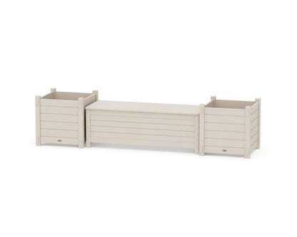 POLYWOOD® 48" Nautical Straight Planter Storage Bench Set- Large in Sand