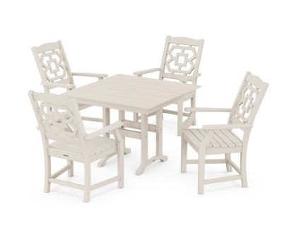 Martha Stewart by POLYWOOD® Chinoiserie 5-Piece Farmhouse Dining Set in Sand