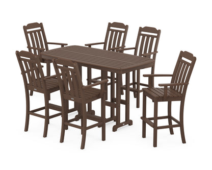 Country Living Cottage Arm Chair 7-Piece Bar Set in Mahogany