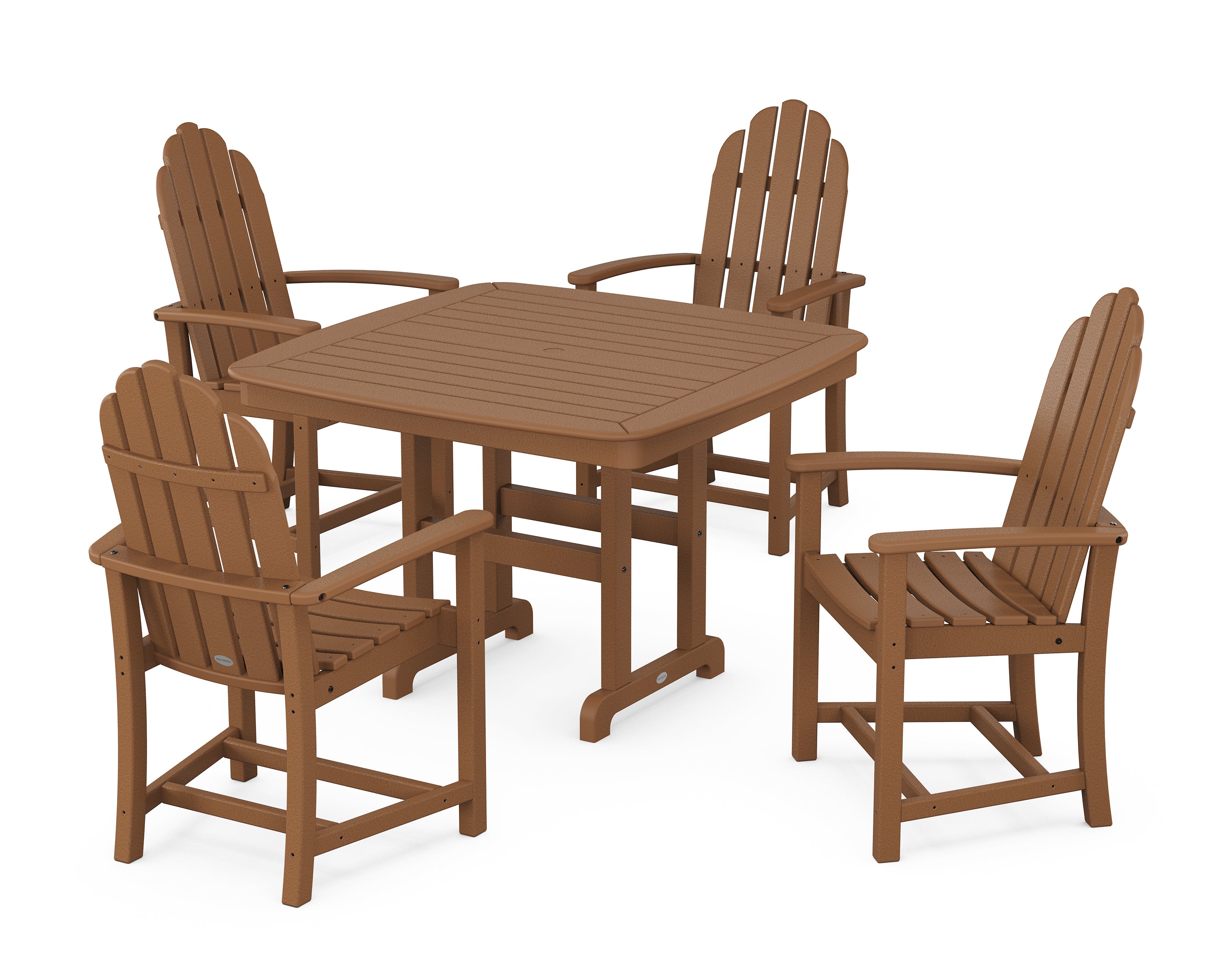 POLYWOOD® Classic Adirondack 5-Piece Dining Set with Trestle Legs in Teak