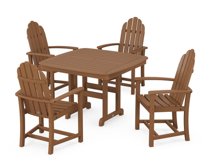 POLYWOOD® Classic Adirondack 5-Piece Dining Set with Trestle Legs in Teak