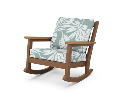 POLYWOOD® Chippendale Deep Seating Rocking Chair in Teak / Natural / Leaf Glacier Spa