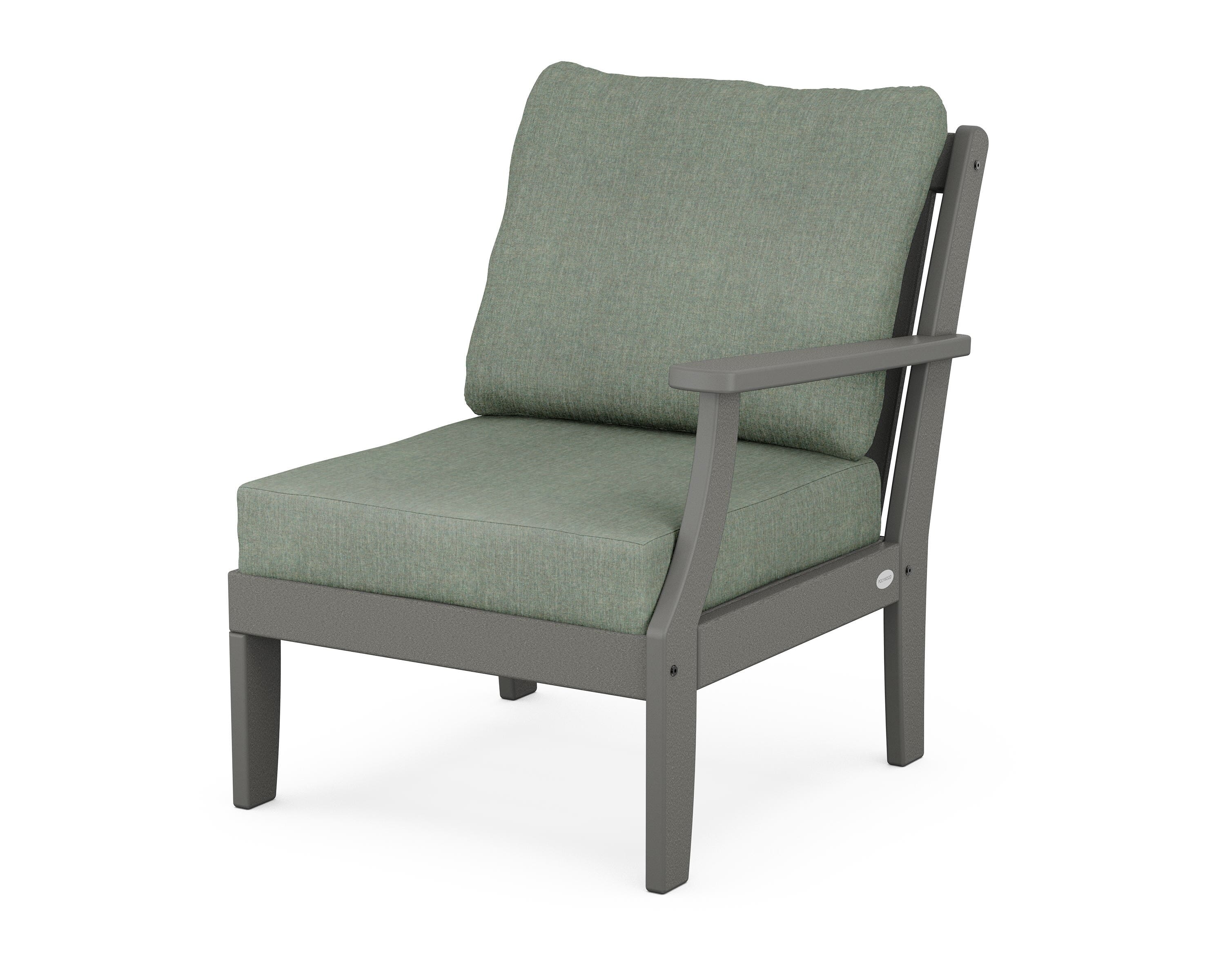 POLYWOOD® Braxton Modular Right Arm Chair in Slate Grey / Cast Sage