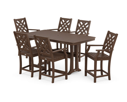 Country Living Wovendale Arm Chair 7-Piece Counter Set with Trestle Legs in Mahogany