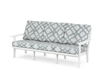 POLYWOOD® Mission Deep Seating Sofa in White / Trellis Glacier Spa