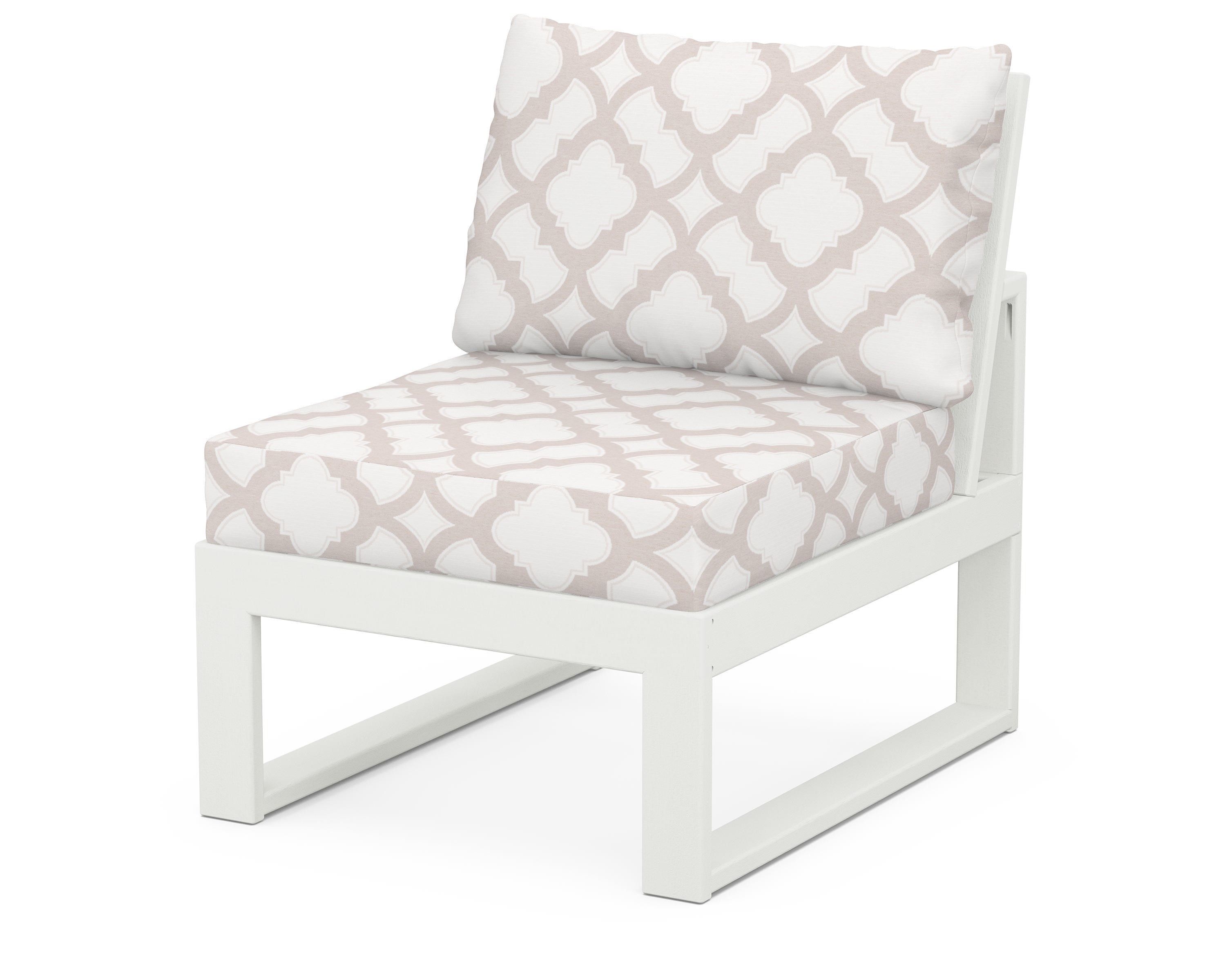 Unbranded Modular Armless Chair in Vintage White / Trellis Dune Burlap