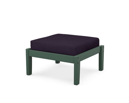 Unbranded Deep Seating Ottoman in Green / Navy Linen