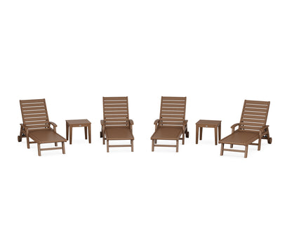 POLYWOOD® Signature Chaise 6-Piece Set with Wheels in Teak
