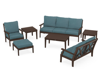 POLYWOOD® Braxton 7-Piece Deep Seating Set in Mahogany / Ocean Teal