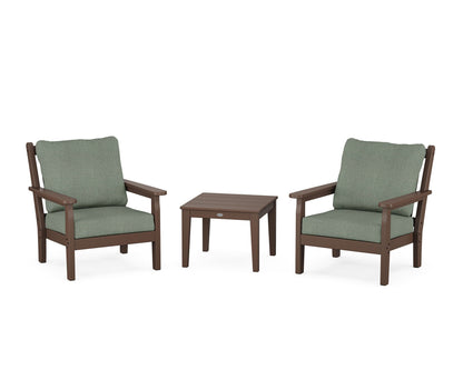 POLYWOOD® Chippendale 3-Piece Deep Seating Set in Mahogany / Cast Sage